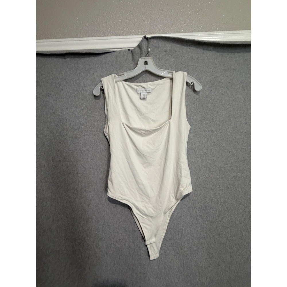 House Of Harlow 1960 Bodysuit Womens M White Draped Neck Lined Stretch